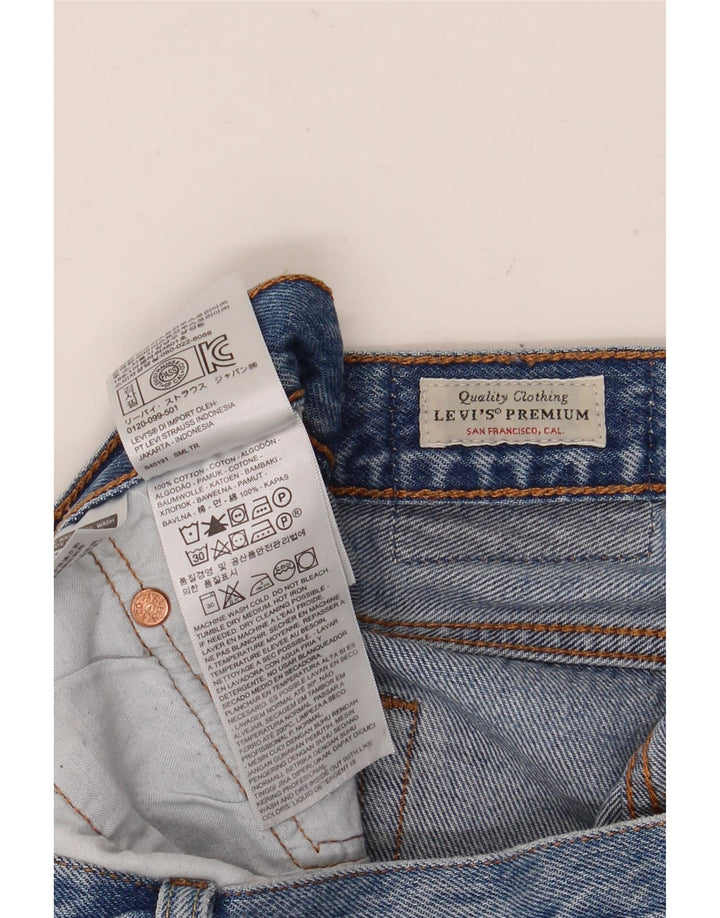 Shorts jeans feminino Levi's 501 desgastado W29 algodão azul médio
