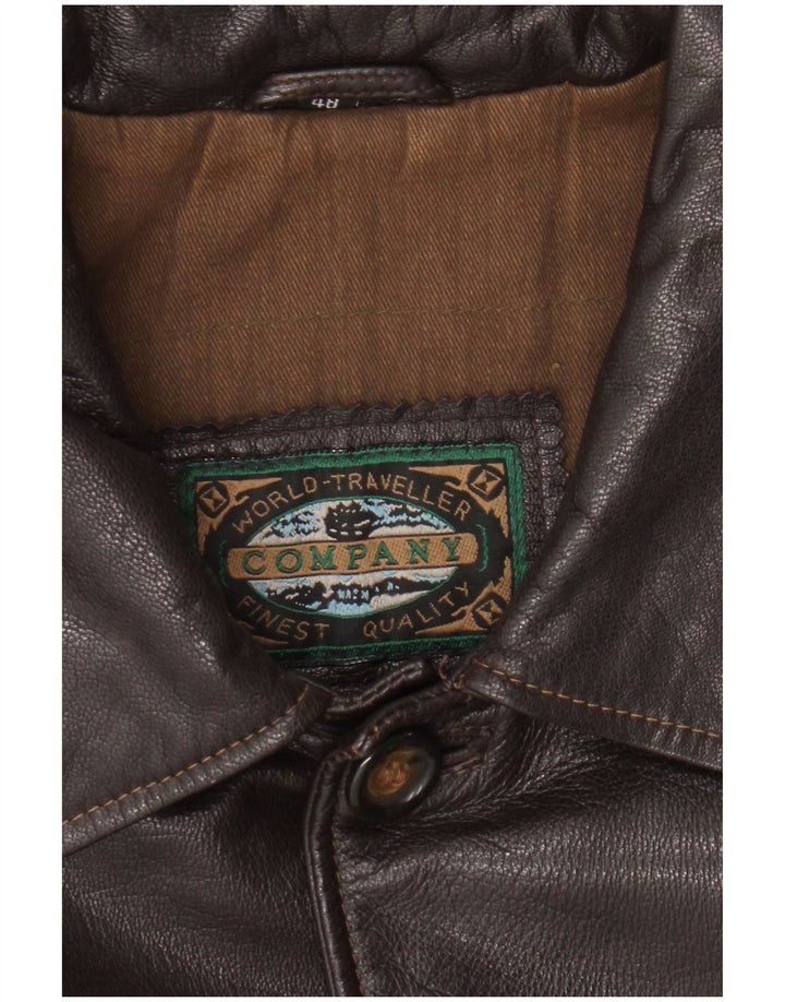 Jaqueta de couro masculina vintage IT 48 couro marrom médio