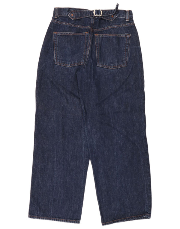 Topshop feminino jeans de perna larga W26 L30 algodão azul marinho