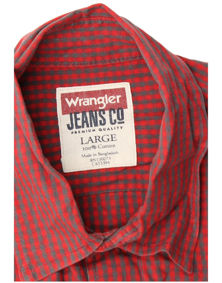 Camisa masculina Wrangler grande algodão vermelho guingão