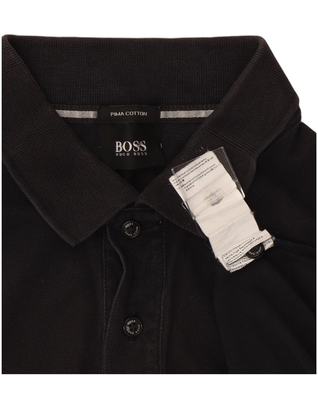 Camisa polo masculina Hugo Boss de algodão preto médio