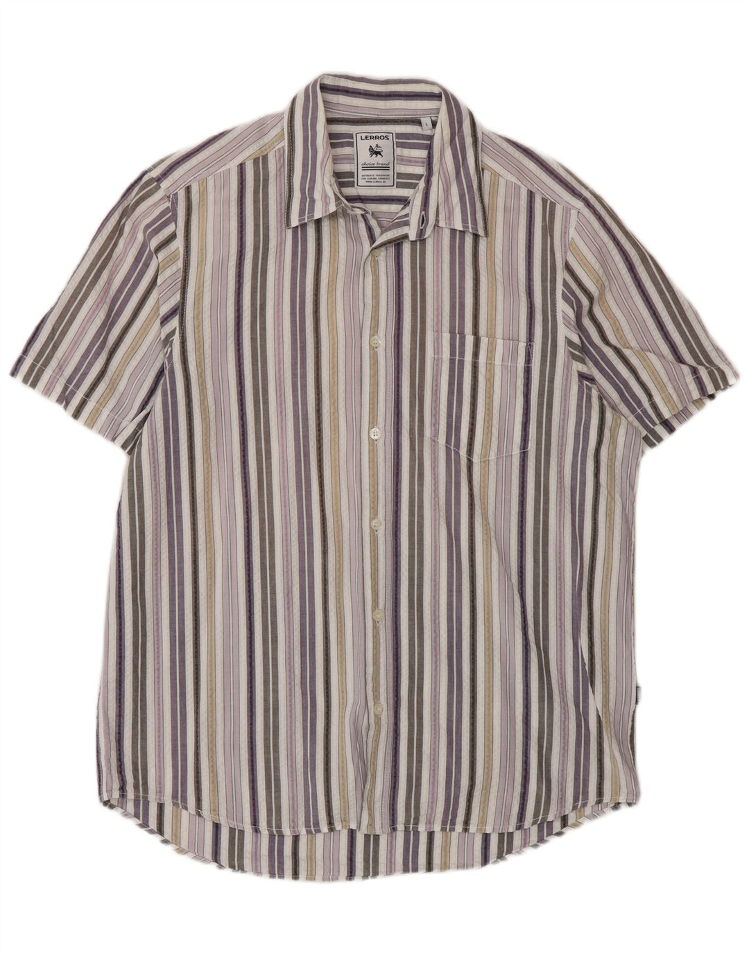 Camisa masculina Lerros manga curta regular fit grande listrada multicolorida