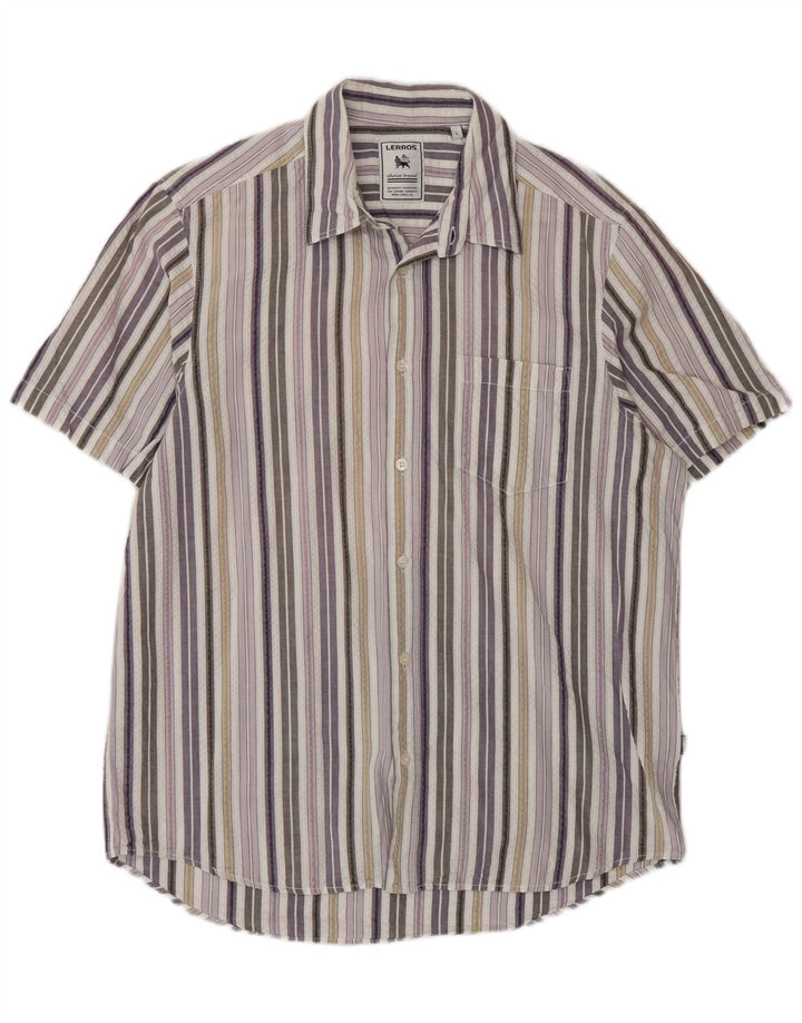 Camisa masculina Lerros manga curta regular fit grande listrada multicolorida