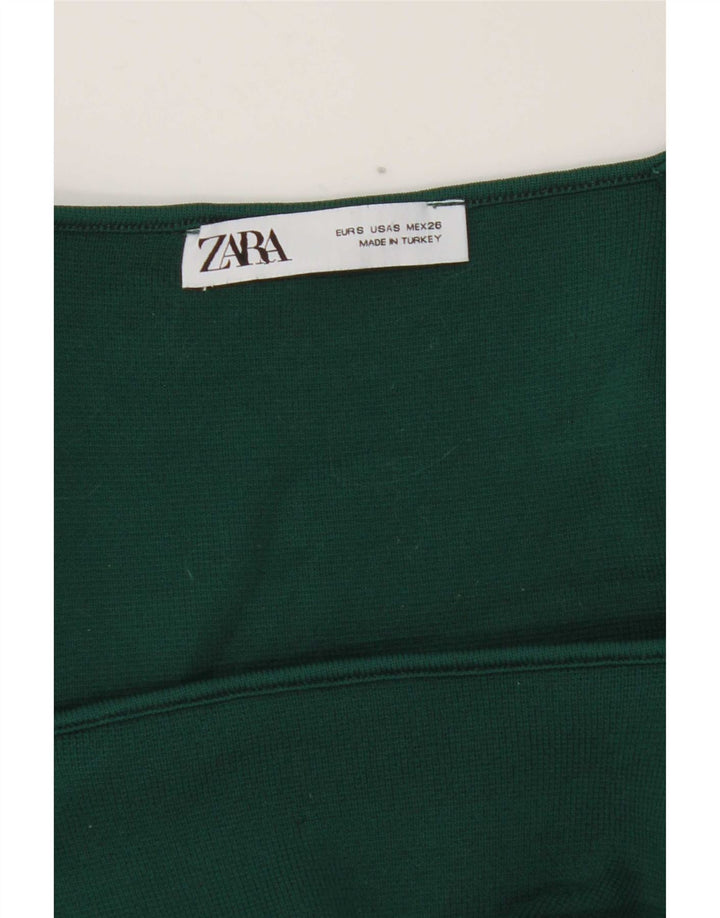 Zara Womens Crop Top Manga Longa Reino Unido 8 Pequeno Verde