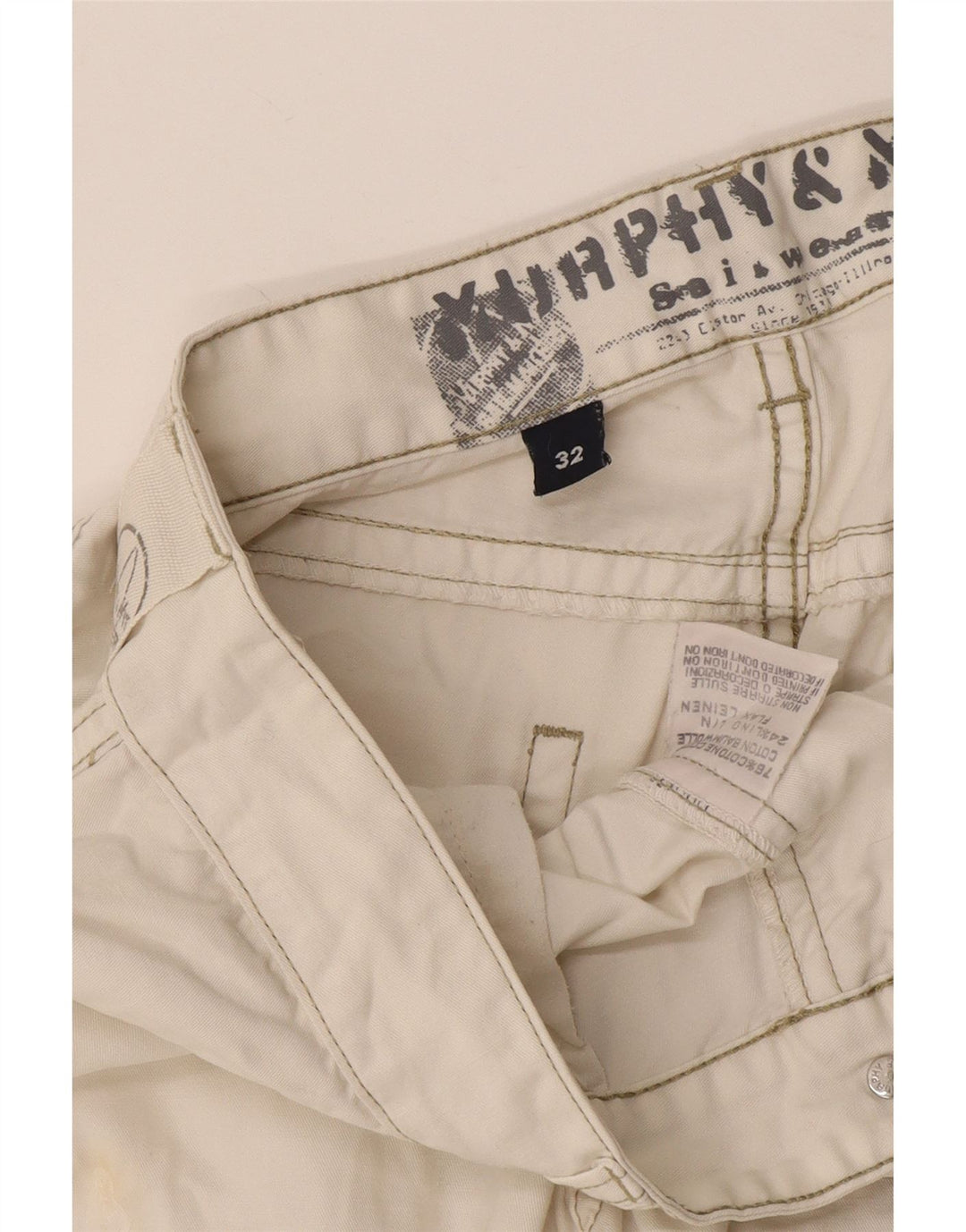 Shorts cargo masculino Murphy & Nye W32 algodão branco médio
