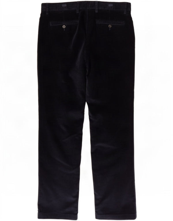 Calça masculina regular de veludo cotelê Marks & Spencer W36 L31 algodão azul marinho