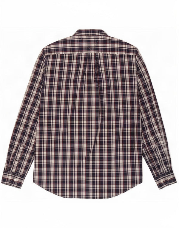 Camisa masculina Tommy Hilfiger grande algodão xadrez azul marinho