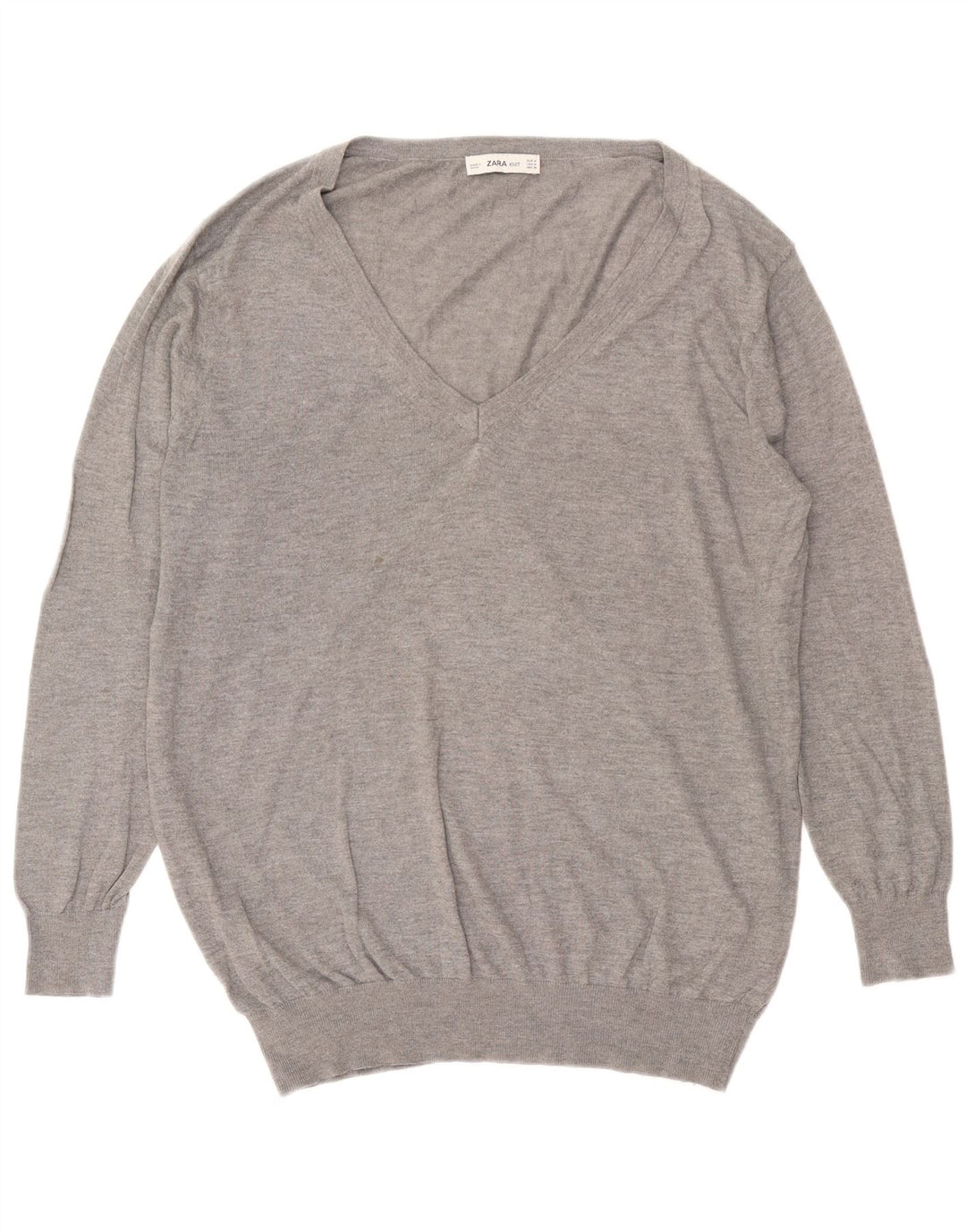 Zara Suéter feminino oversized com decote em V Reino Unido 14 cinza médio