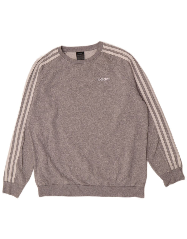 Adidas feminino oversized moletom jumper reino unido 4/6 xs cinza manchado algodão