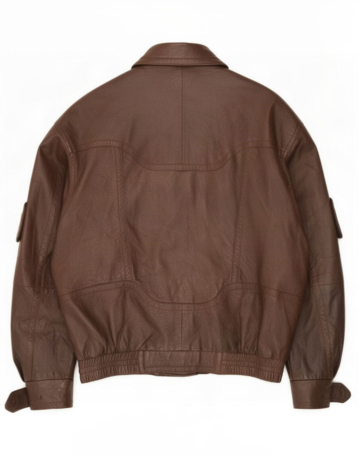 Jaqueta de couro masculina vintage UK 36 pequena marrom