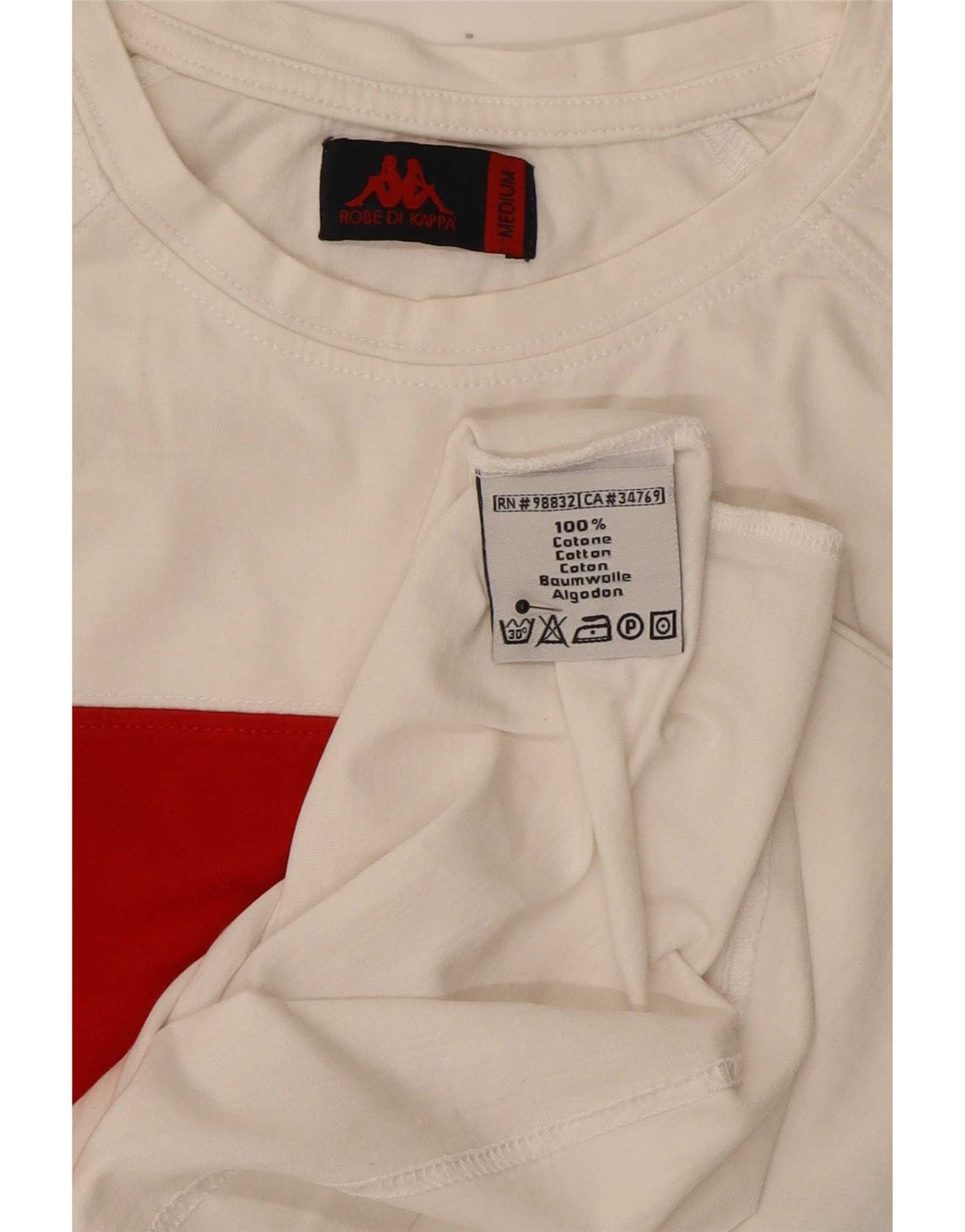 Camiseta masculina Kappa Top médio branco colorblock algodão