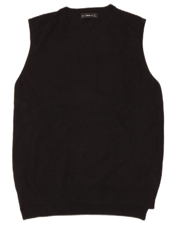 Zara Womens Vest Tank Top UK 14 Grande Viscose Preta