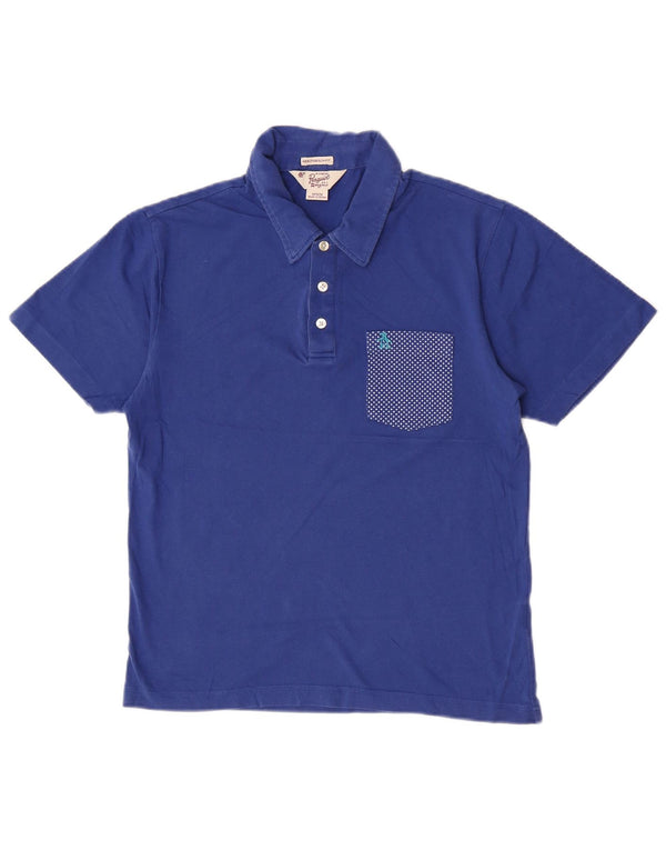 Camisa polo masculina Heritage Slim Fit da Penguin, algodão manchado azul médio