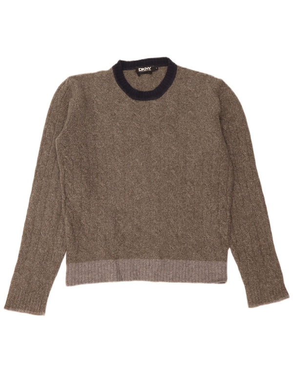 Suéter masculino Dkny com gola redonda e lã colorblock cinza pequeno