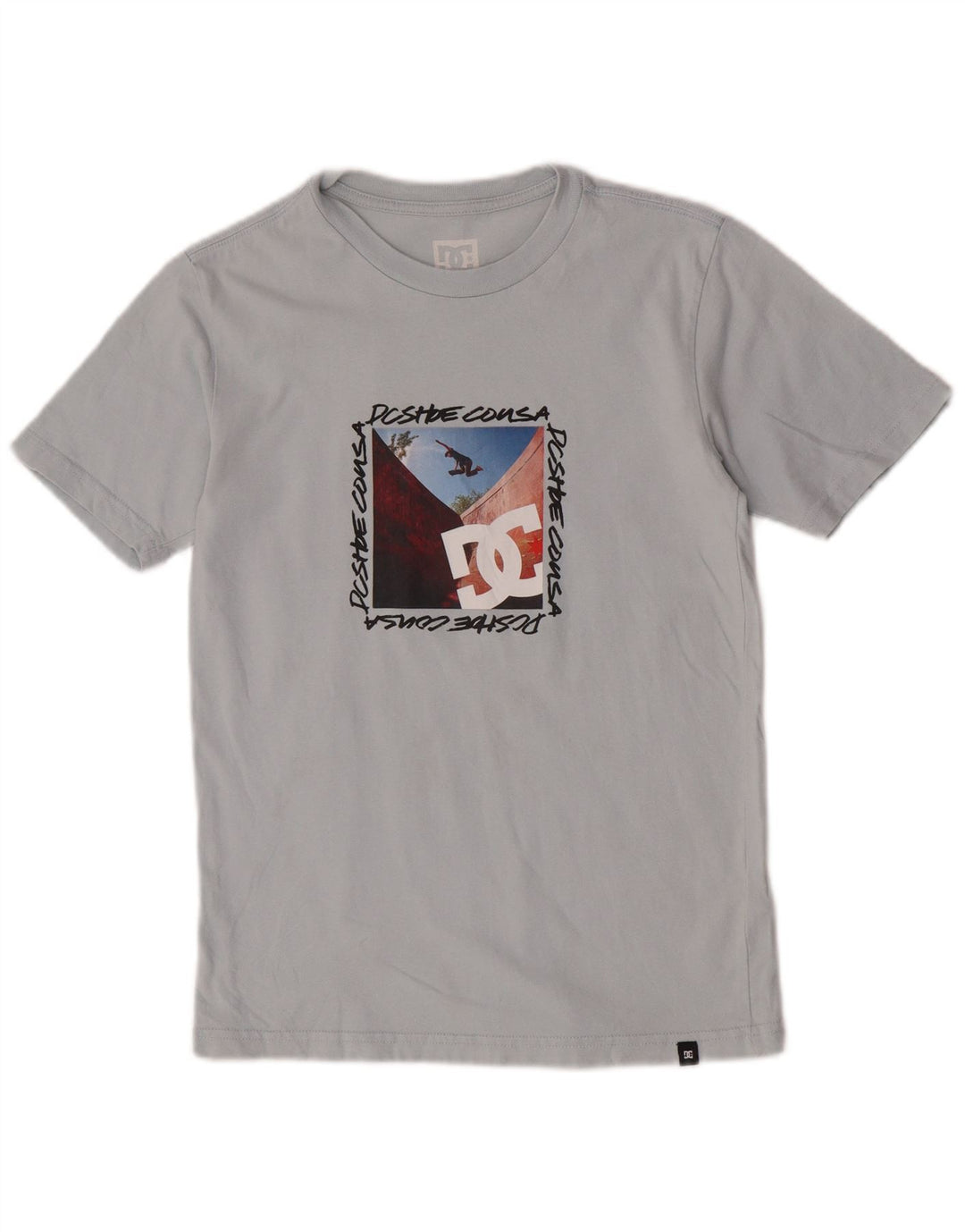 Camiseta gráfica DC Boys Top 13-14 anos grande algodão cinza