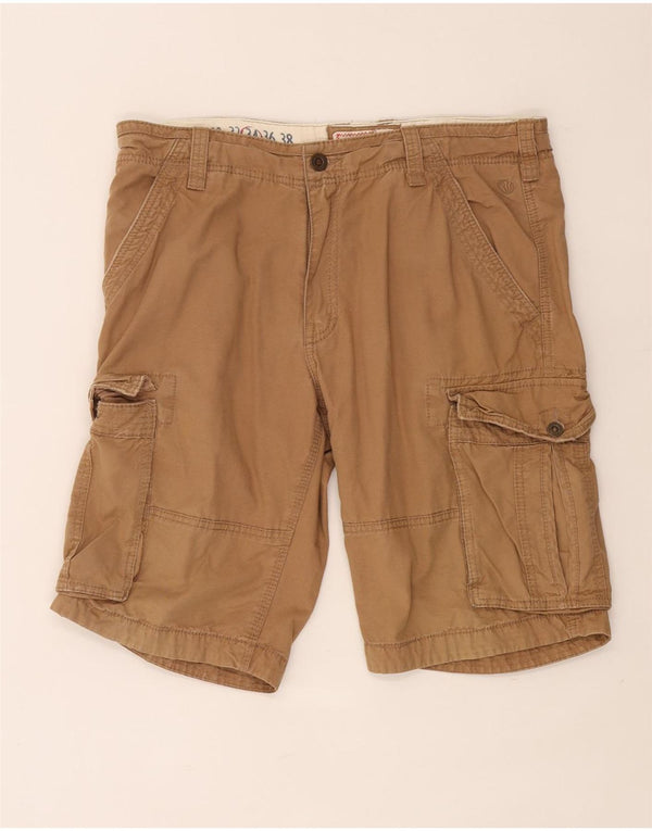 Shorts cargo masculino Fat Face W34 grande algodão marrom