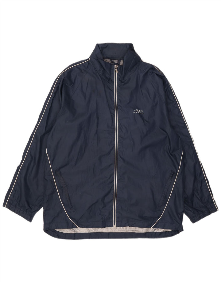 Jaqueta de chuva masculina com capuz gráfico Umbro Reino Unido 40 grande poliéster azul marinho