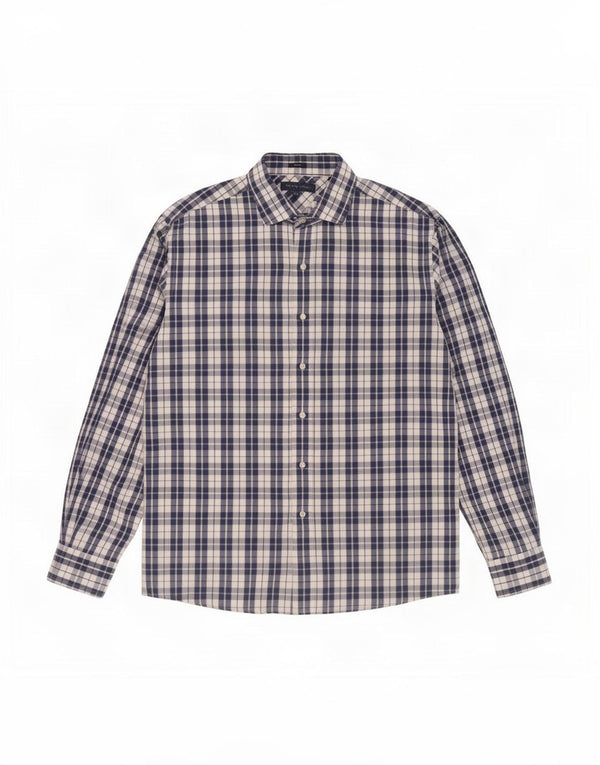 Camisa masculina Tommy Hilfiger Slim Fit tamanho 16 1/2 grande algodão xadrez azul marinho