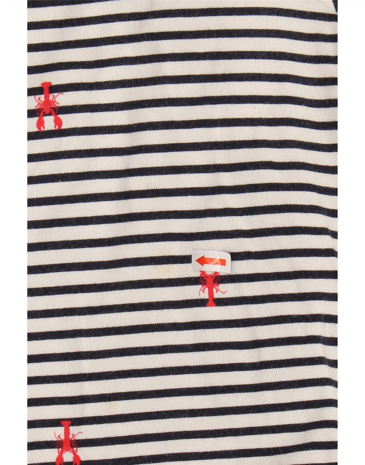 JOULES Top feminino de manga comprida UK 14 listrado branco grande