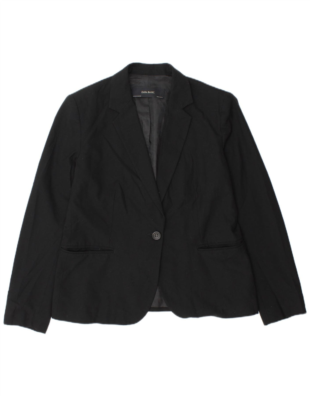Jaqueta blazer feminina Zara com 1 botão EU 42 grande poliéster preto