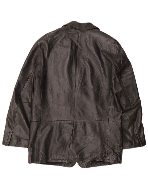 Jaqueta blazer masculina vintage de couro com 3 botões IT 48 couro preto médio