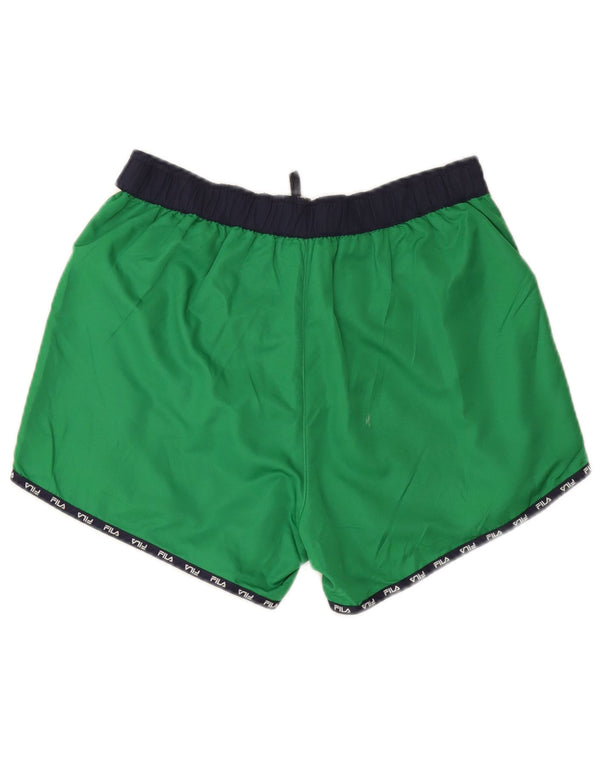 Fila Mens Graphic Natação Shorts Médio Verde Colourblock Poliéster