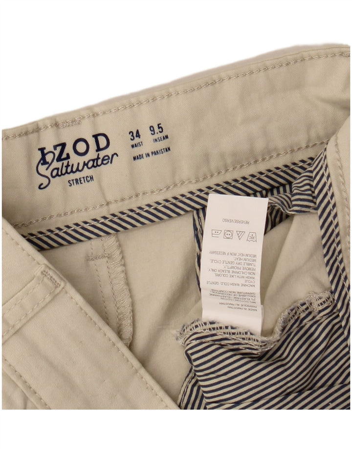Izod Mens Salt Water Chino Shorts W34 Grande Algodão Bege