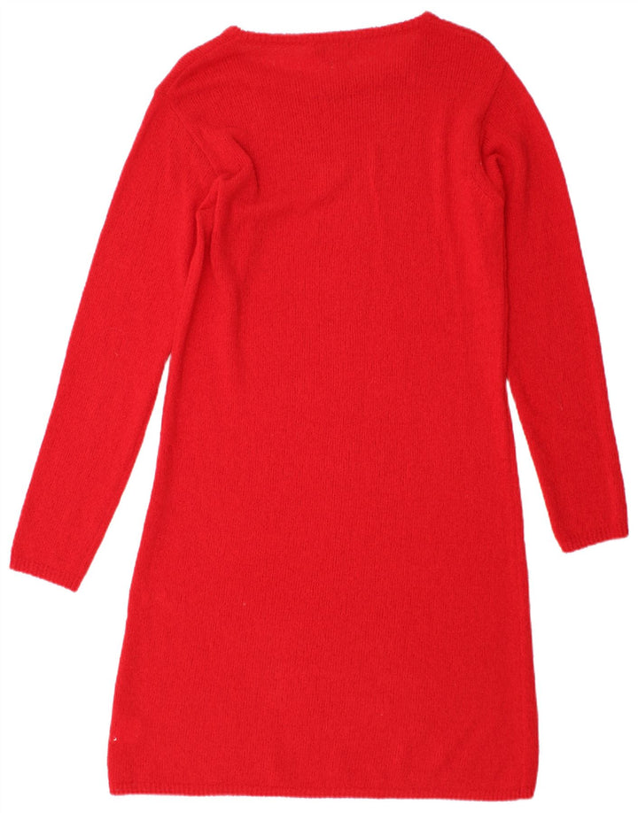 Vestido jumper feminino de manga comprida Max Mara Reino Unido 12 médio vermelho