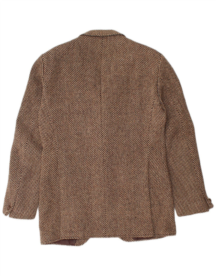 Jaqueta blazer masculina de 3 botões HARRIS TWEED Reino Unido 38 marrom médio lã nova