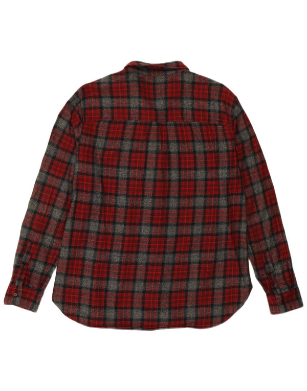 Camisa feminina de flanela Jack Wills Boyfriend Fit Reino Unido 14 grande xadrez cor de vinho