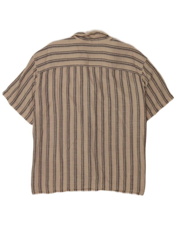 Camisa masculina de manga curta Jack & Jones XL bege listrado algodão