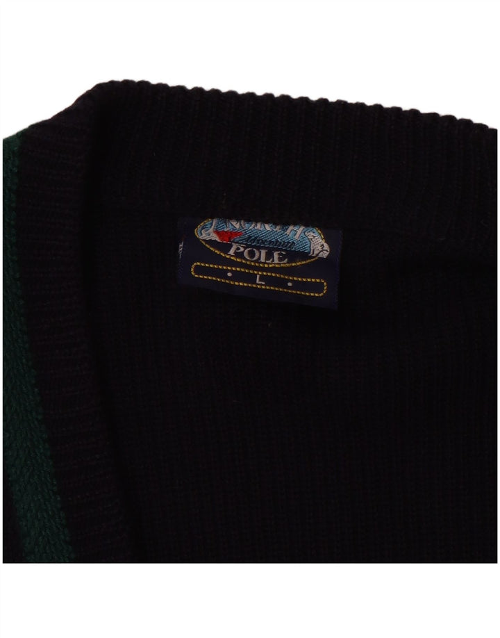 Suéter cardigã masculino NORTH POLE grande azul marinho