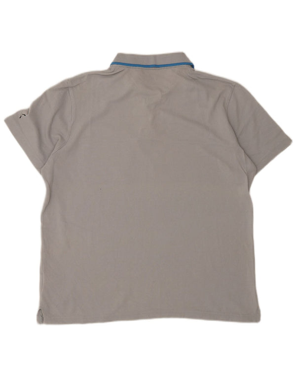 Camisa polo masculina Puma médio cinza listrado algodão