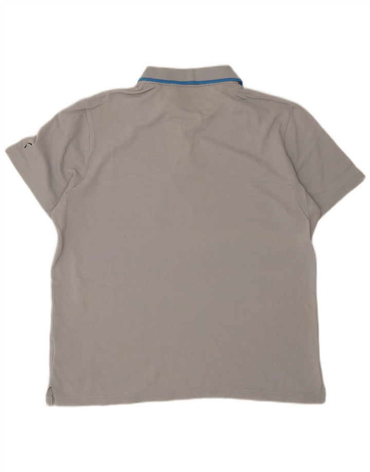 Camisa polo masculina Puma médio cinza listrado algodão