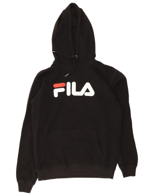Fila Mens Graphic Hoodie Jumper Pequeno Algodão Preto