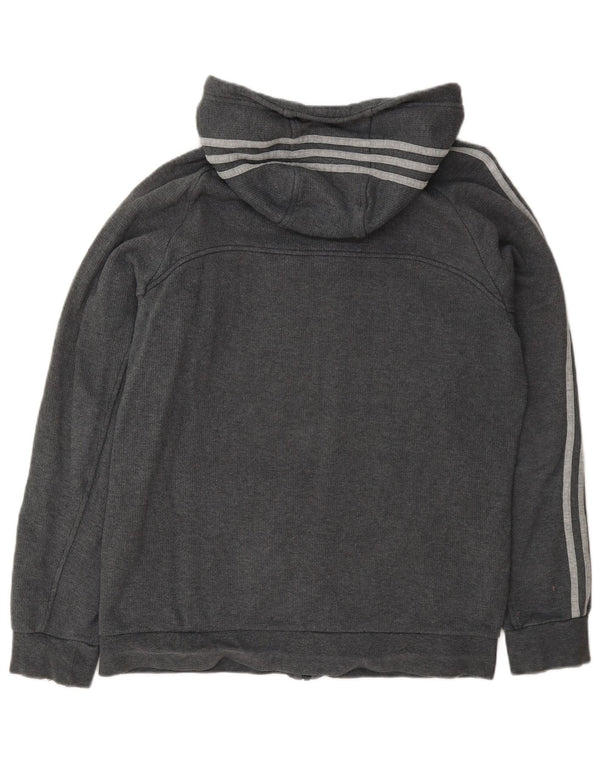 Adidas masculino zip moletom com capuz médio algodão cinza