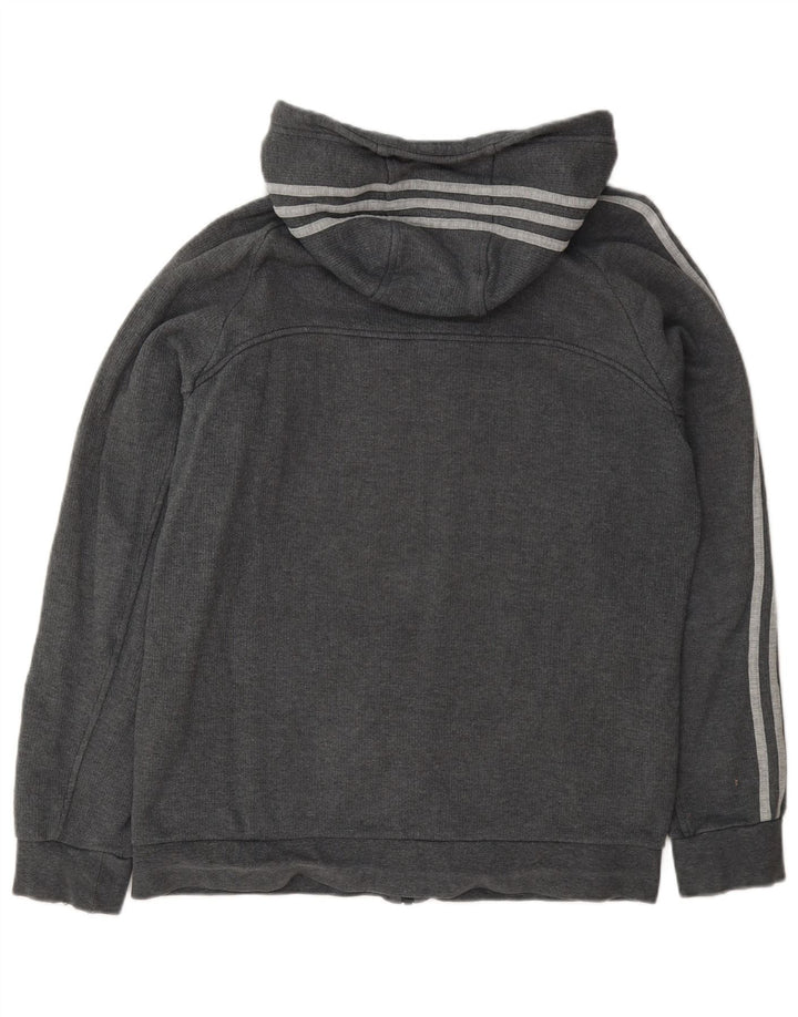Adidas masculino zip moletom com capuz médio algodão cinza