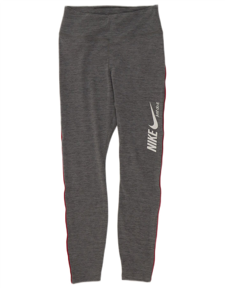 Leggings Nike Dri Fit Graphic UK 10 Pequeno Poliéster Cinza