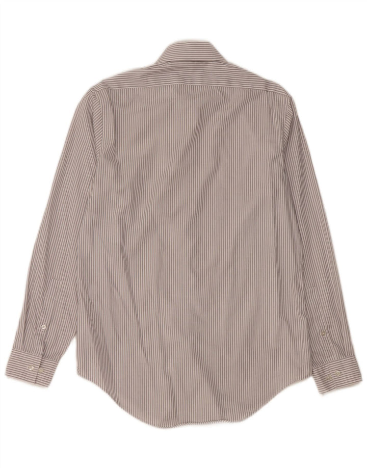 Camisa masculina Calvin Klein Slim Fit tamanho 15 1/2 cinza médio listrado