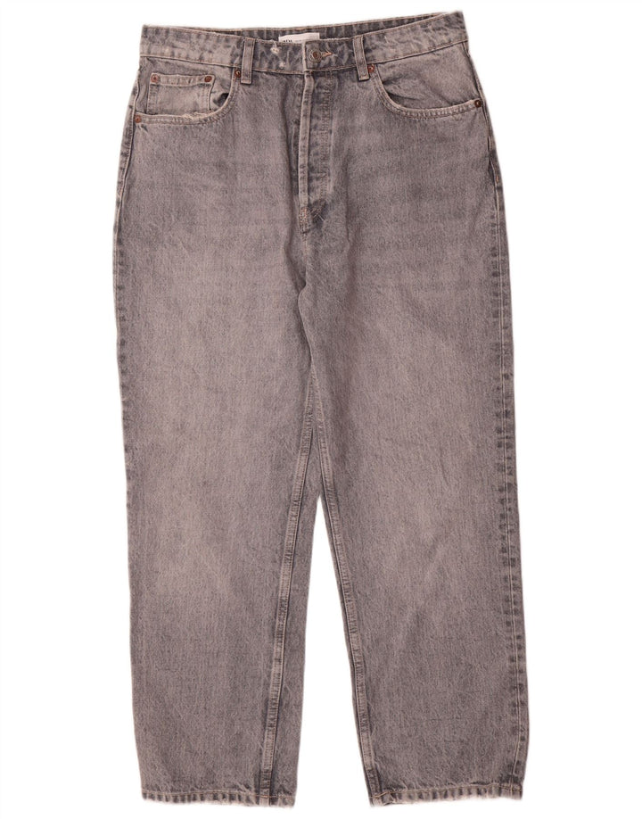 Calça jeans reta feminina Zara EU 42 grande W32 L27 cinza