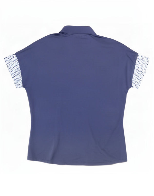 Adidas Mens Zip Neck T-Shirt Top XL Azul Marinho Salpicado