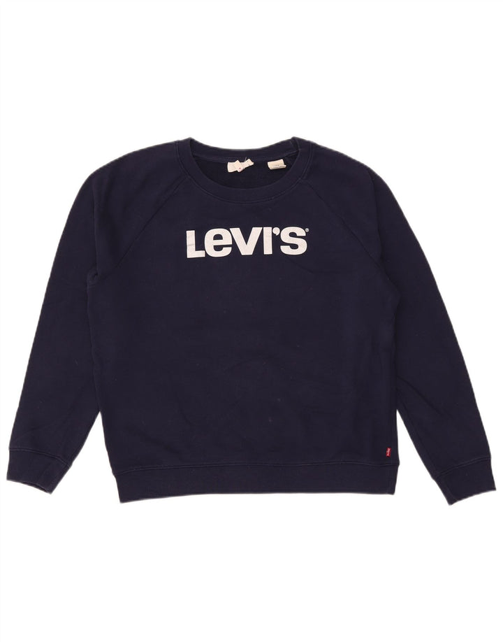 Moletom feminino Levi's com estampa oversized Reino Unido 10 pequeno azul marinho