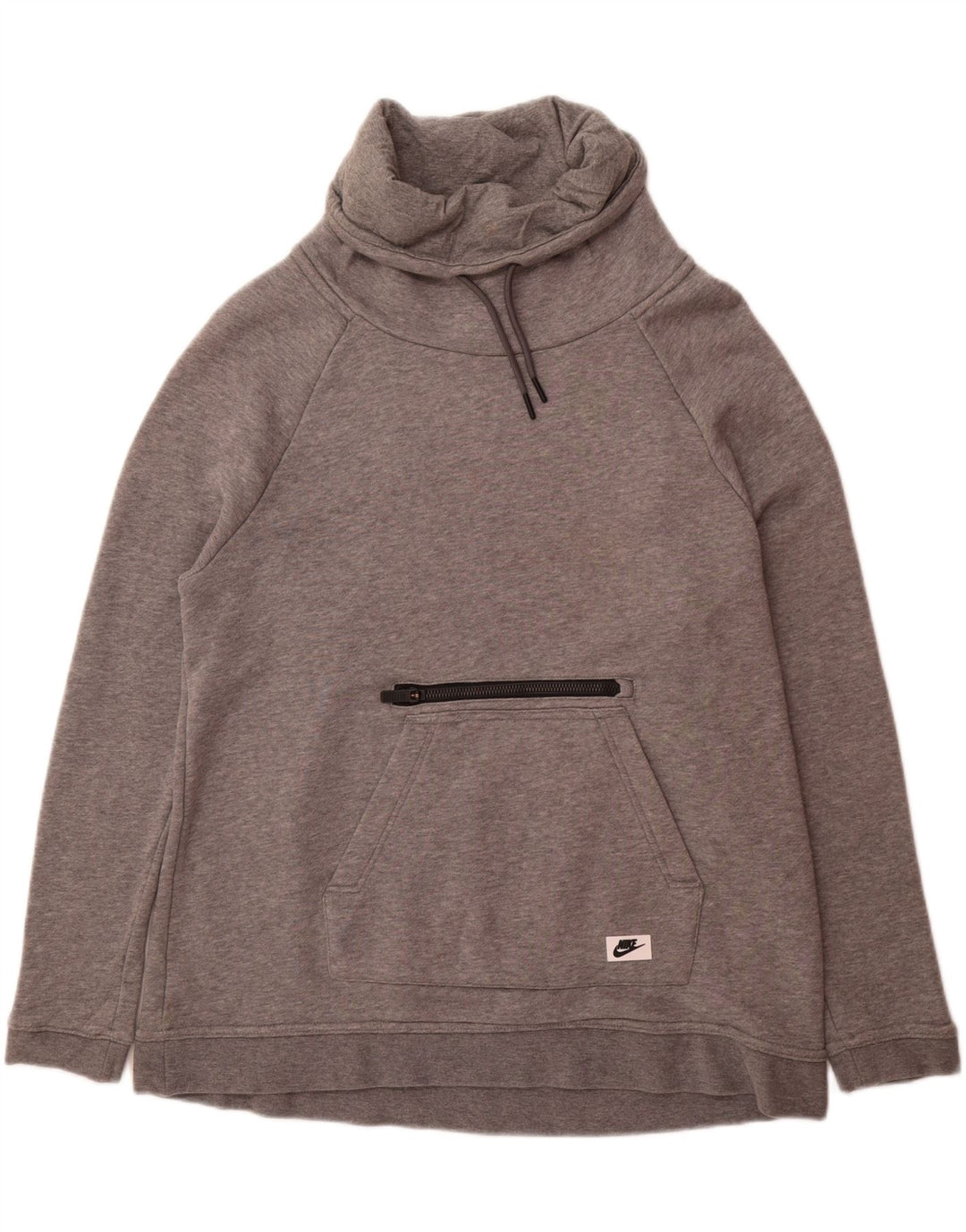Suéter feminino Nike com gola redonda e algodão cinza pequeno