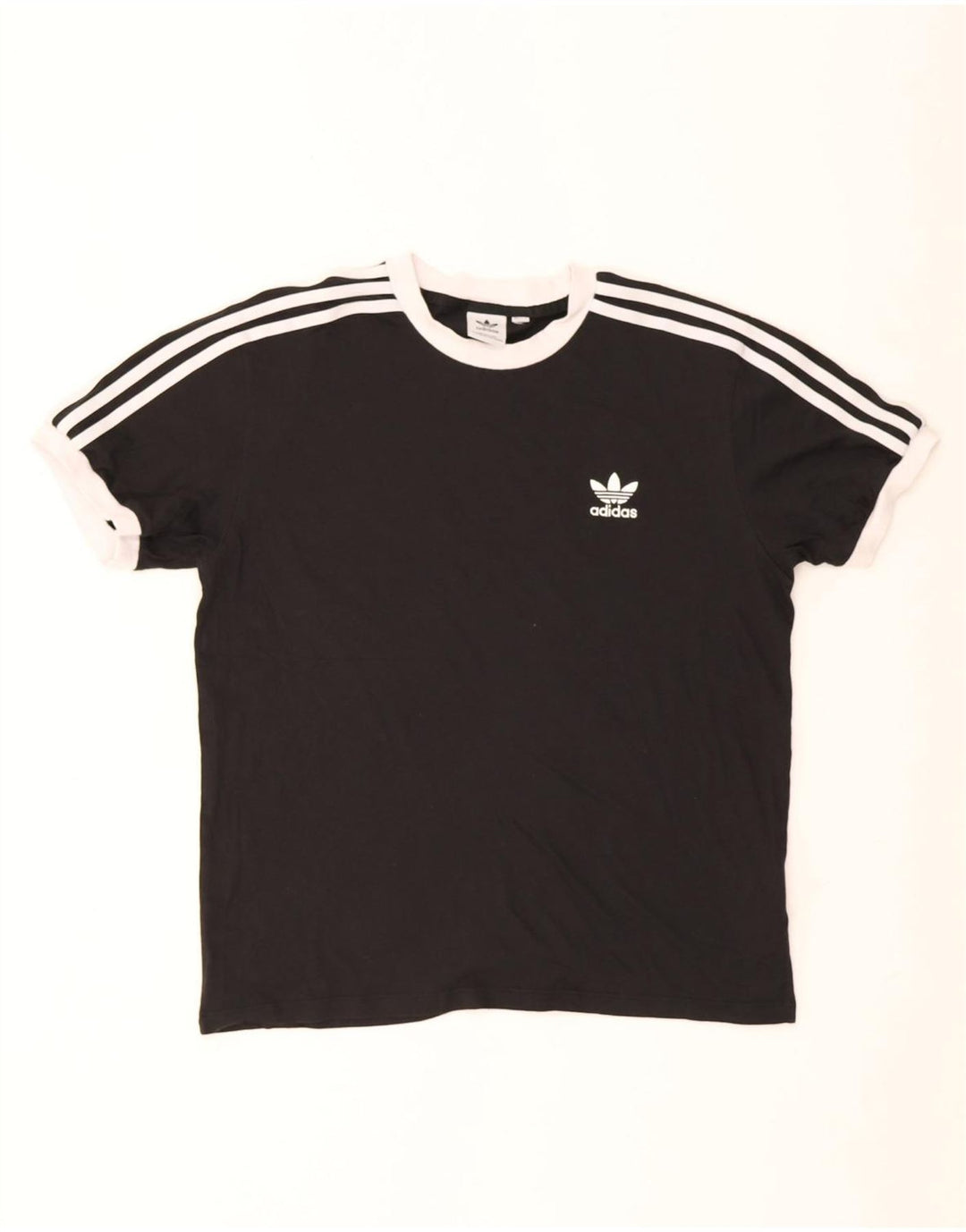 Adidas Mens Camiseta Top Médio Algodão Preto