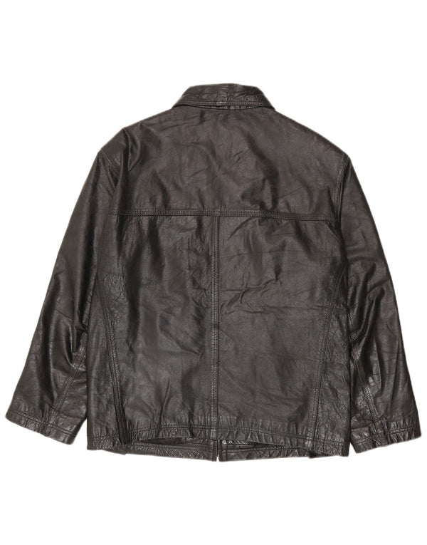 Jaqueta de couro masculina vintage UK 36 pequena preta