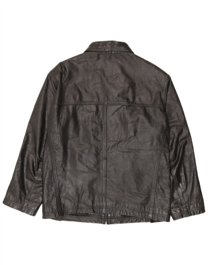 Jaqueta de couro masculina vintage UK 36 pequena preta