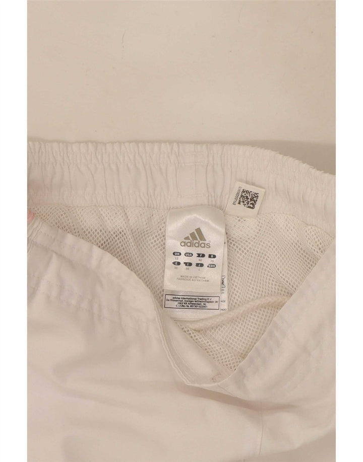 Adidas Womens Capri Calças de treino UK 12 Médio Branco Poliéster