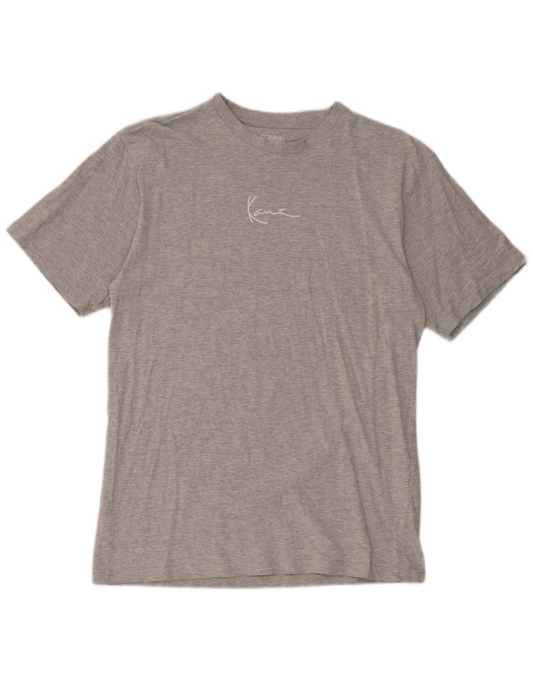 Camiseta masculina Karl Kani Top algodão manchado cinza médio