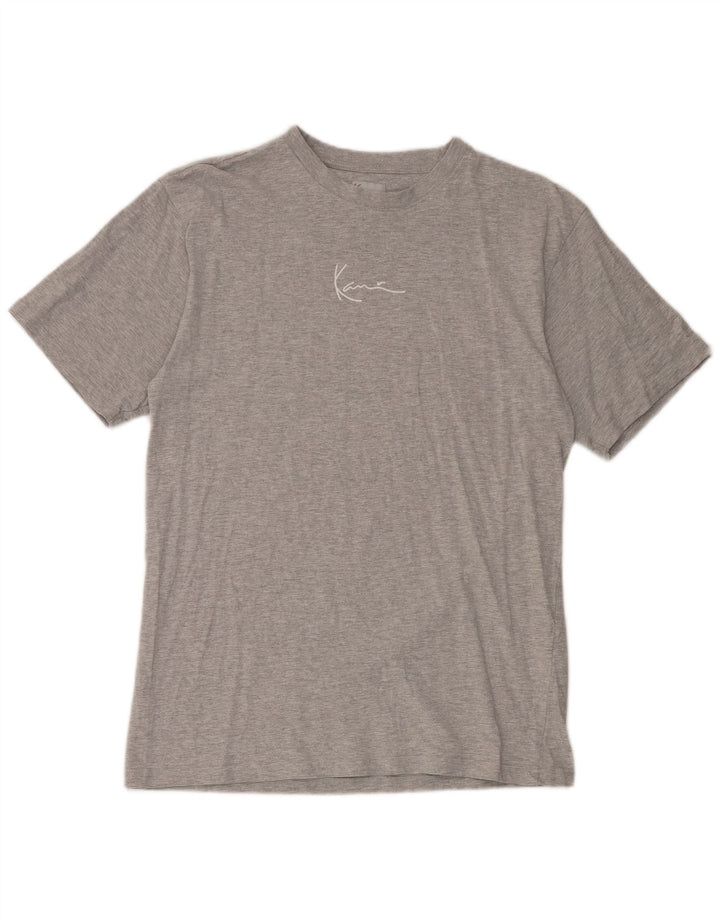 Camiseta masculina Karl Kani Top algodão manchado cinza médio