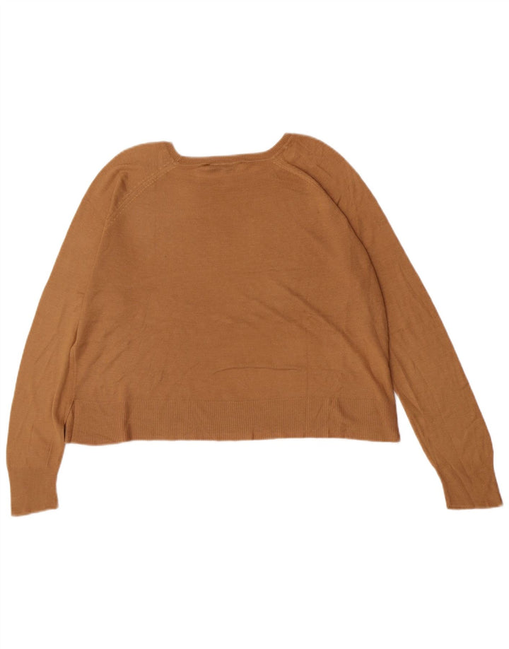 Zara Suéter feminino oversized com gola canoa Reino Unido 10 pequeno marrom